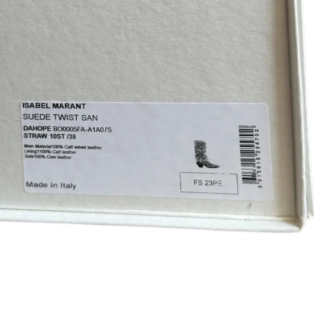 Isabel Marant Suede Twist San Cowboy Boots Duerto Style Tan Western EU 38 NIB - Picture 13 of 15